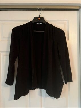 Women’s Black Open-Front Draped Cardigan